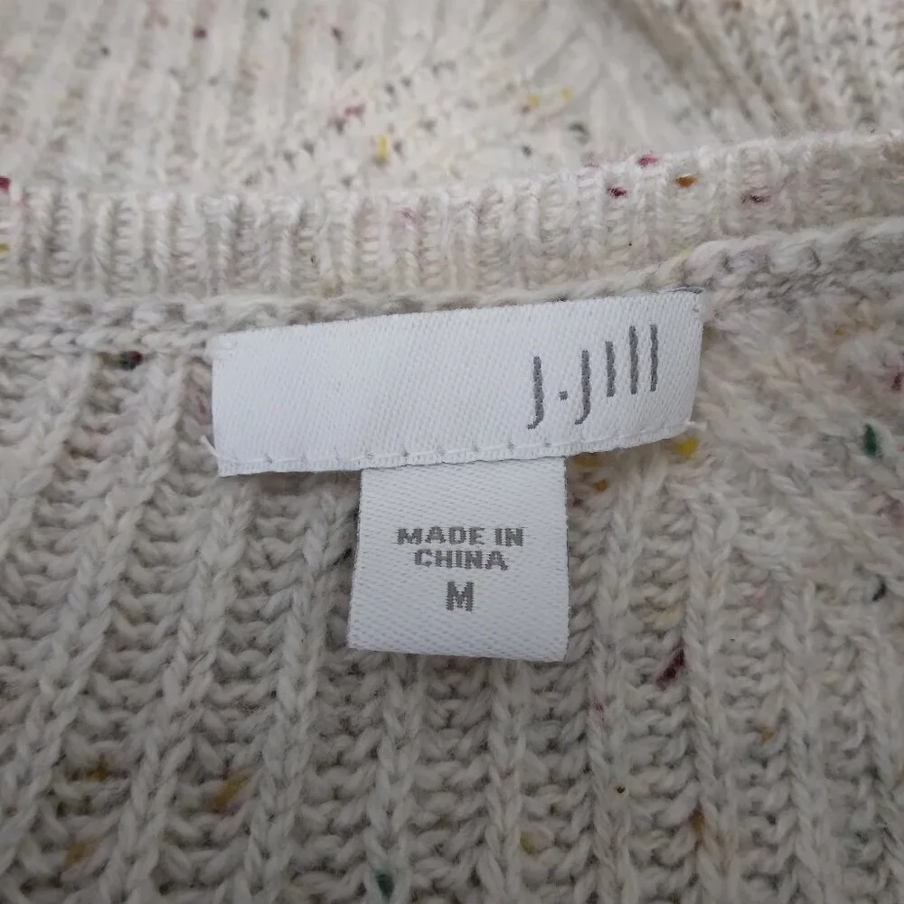 J Jill | Cotton Knit Cream Confetti Tunic Sweater | Size M